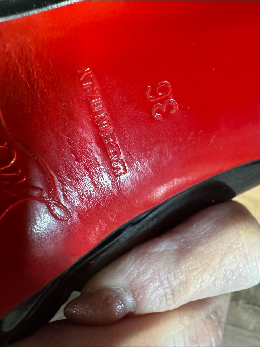 Christian Louboutin Black Patent Peep-Toe Red Bottom Platform Pumps, Size 36 - Picture 6 of 16